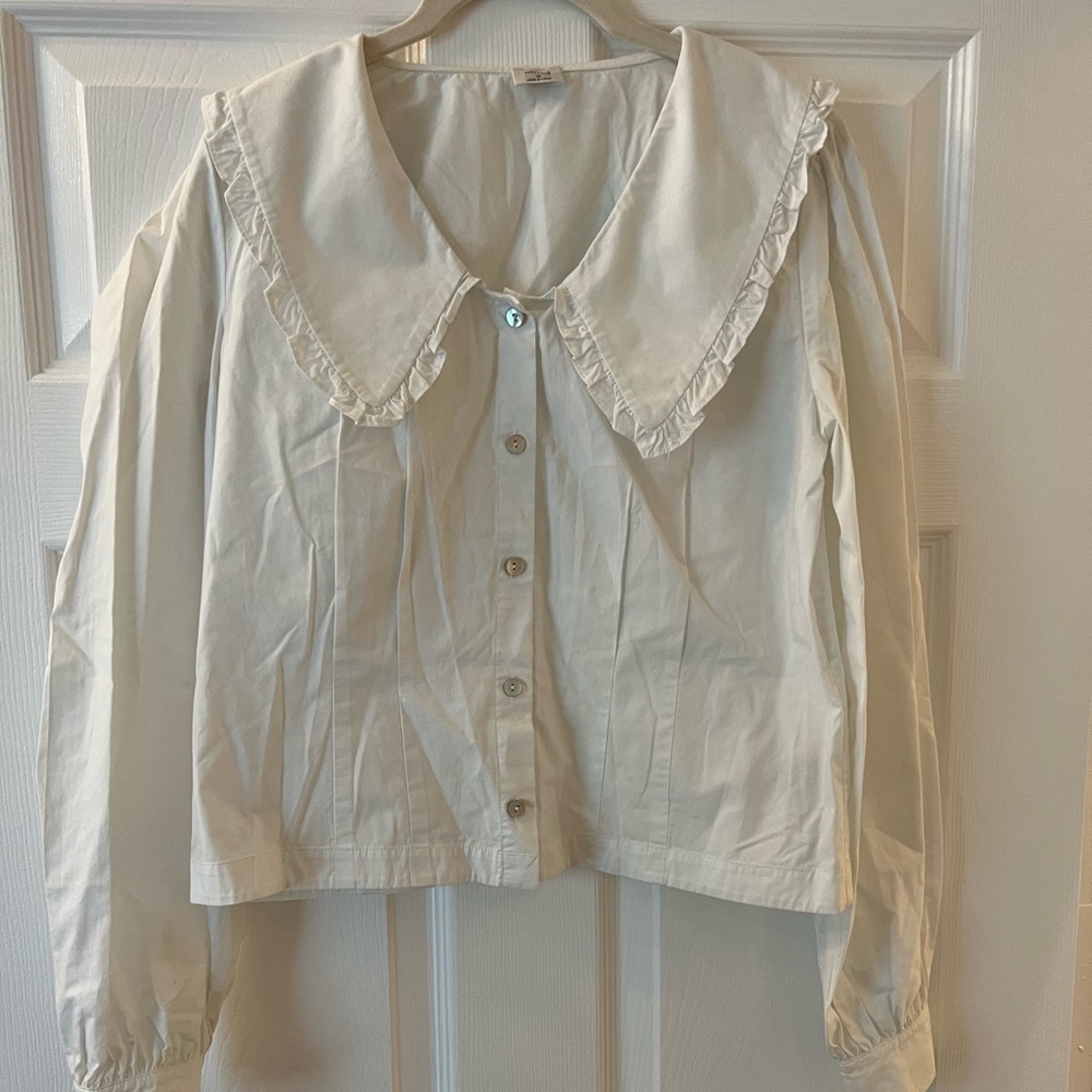 Wilfred Ivory Blouse with Frilled Collar